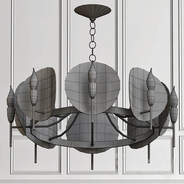 Concave Smoked Lucite Disc Chandelier