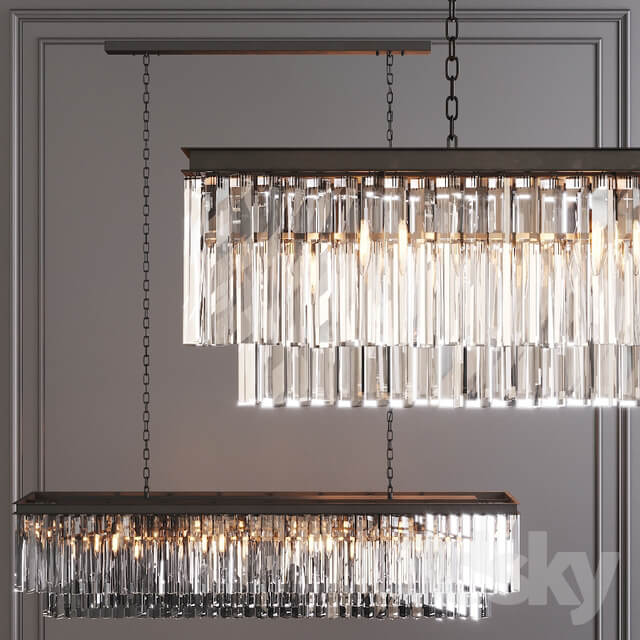 Restoration Hardware 1920S ODEON Clear Glaser FRINGE RECTANGULAR CHANDELIER 59 Black Pendant light 3D Models