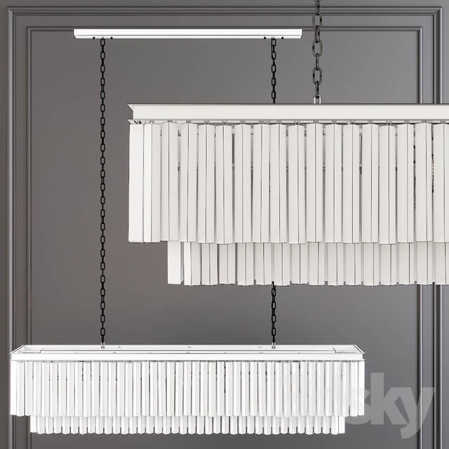 Restoration Hardware 1920S ODEON Clear Glaser FRINGE RECTANGULAR CHANDELIER 59 Black Pendant light 3D Models