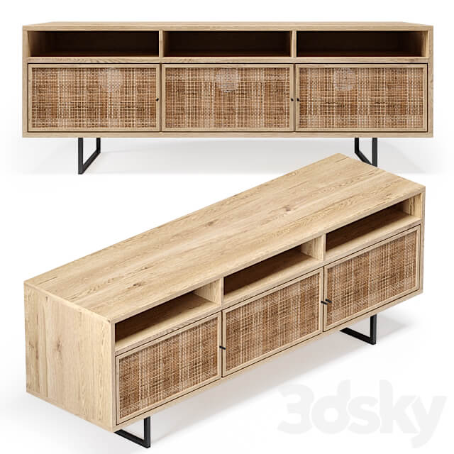 Sideboard Chest of drawer Natural Cane Media Console