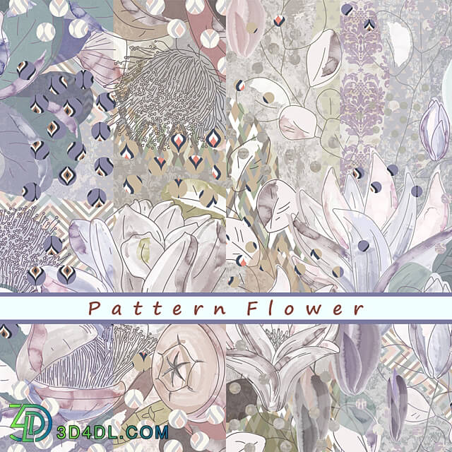 Designer wallpaper PATTERN FLOWER pack 1 3D Models 3DSKY