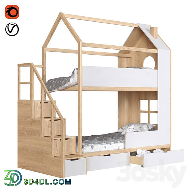 Bunk bed Di di with a chest of drawers from the manufacturer mimirooms.ru 3D Models