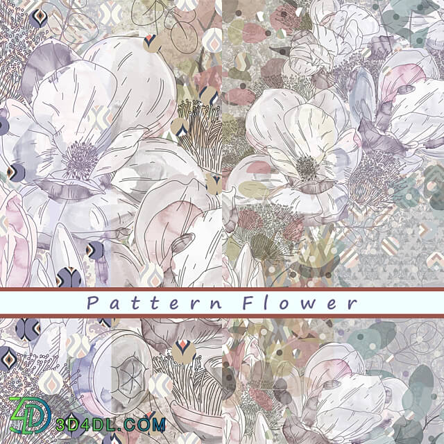 Designer wallpaper PATTERN FLOWER pack 2 3D Models 3DSKY