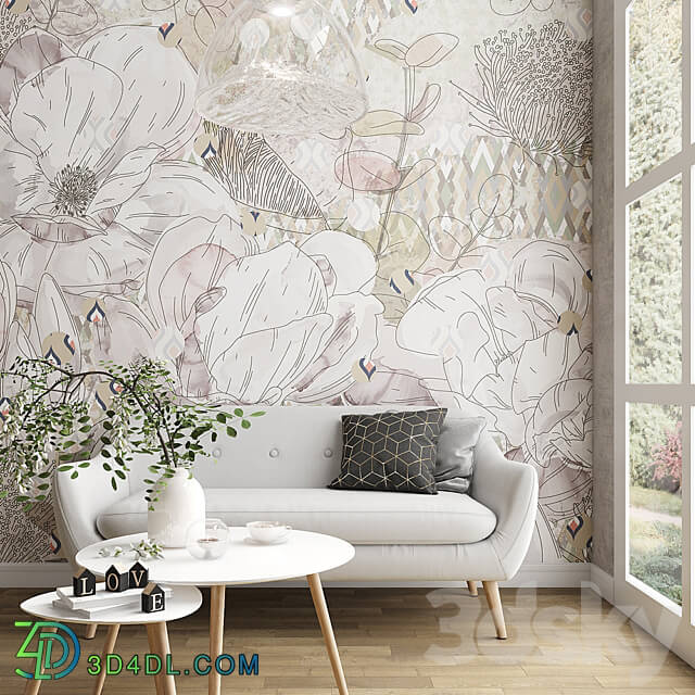 Designer wallpaper PATTERN FLOWER pack 2 3D Models 3DSKY