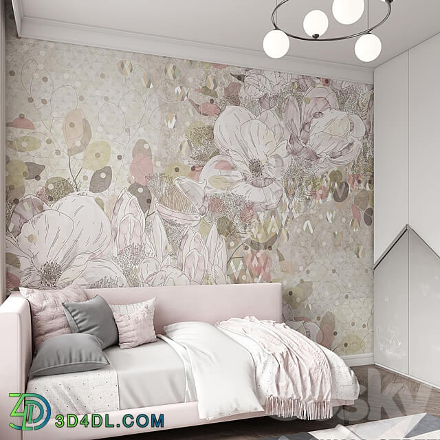 Designer wallpaper PATTERN FLOWER pack 2 3D Models 3DSKY