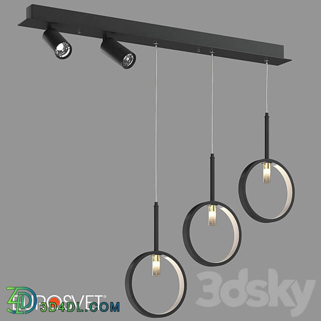 OM Suspended LED luminaire Eurosvet 90249 5 Verge Pendant light 3D Models 3DSKY