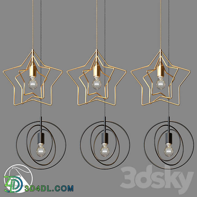 LampsShop.ru PL3089 Chandelier GOLD STAR Pendant light 3D Models 3DSKY