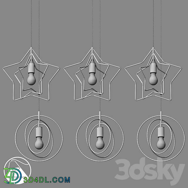LampsShop.ru PL3089 Chandelier GOLD STAR Pendant light 3D Models 3DSKY