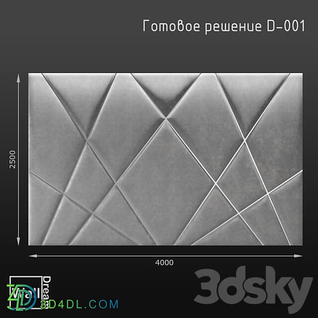 OM Soft panel headboard turnkey solution D 001 WallDream Other decorative objects 3D Models 3DSKY