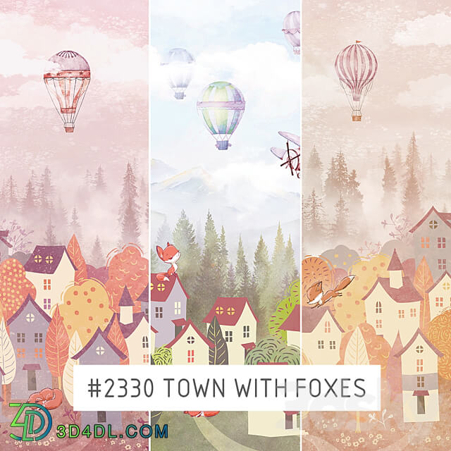 Creativille Wallpapers 2330 Town with Foxes 3D Models 3DSKY