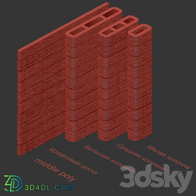 Craft fence columns and plank Fence 3D Models 3DSKY