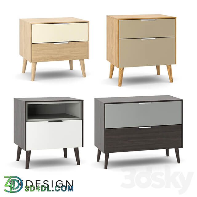 Olson bedside table with wooden legs Sideboard Chest of drawer 3D Models 3DSKY