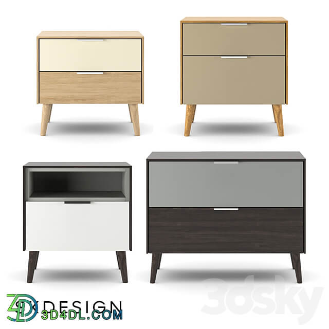 Olson bedside table with wooden legs Sideboard Chest of drawer 3D Models 3DSKY