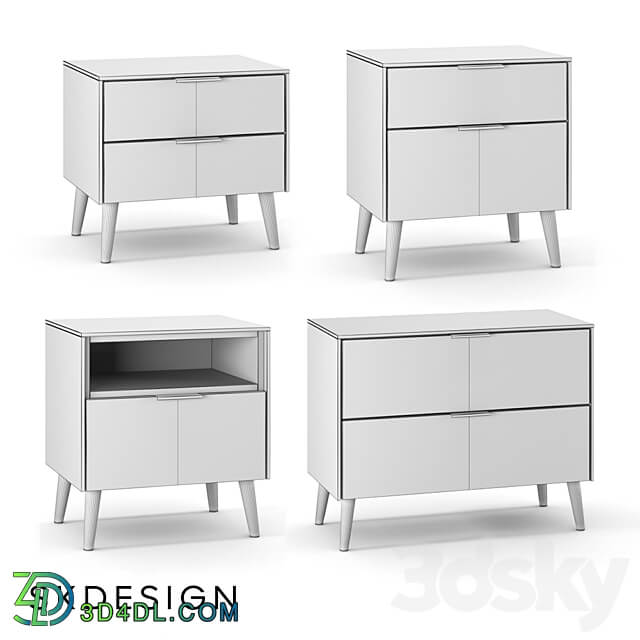 Olson bedside table with wooden legs Sideboard Chest of drawer 3D Models 3DSKY