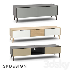 Olson TV stand with wooden legs Sideboard Chest of drawer 3D Models 3DSKY 