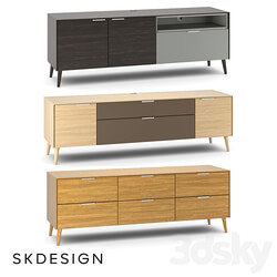 Olson TV stand with wooden legs Sideboard Chest of drawer 3D Models 3DSKY 