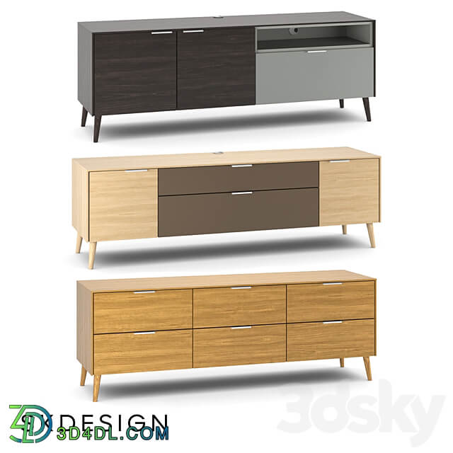 Olson TV stand with wooden legs Sideboard Chest of drawer 3D Models 3DSKY