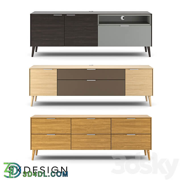 Olson TV stand with wooden legs Sideboard Chest of drawer 3D Models 3DSKY