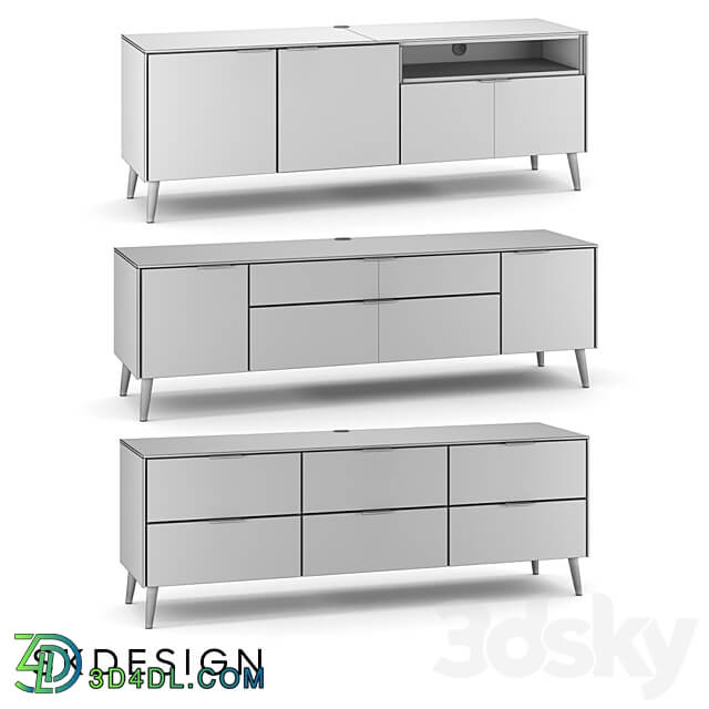 Olson TV stand with wooden legs Sideboard Chest of drawer 3D Models 3DSKY