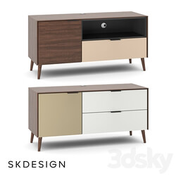 Olson TV stand with wooden legs Sideboard Chest of drawer 3D Models 3DSKY 