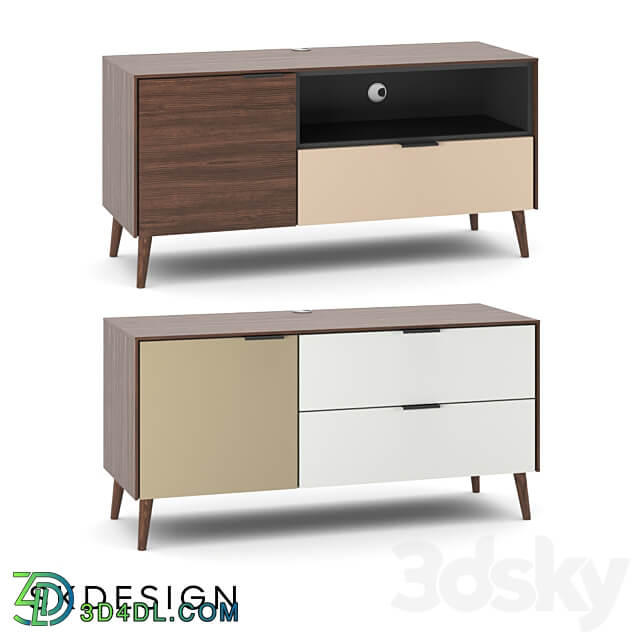 Olson TV stand with wooden legs Sideboard Chest of drawer 3D Models 3DSKY