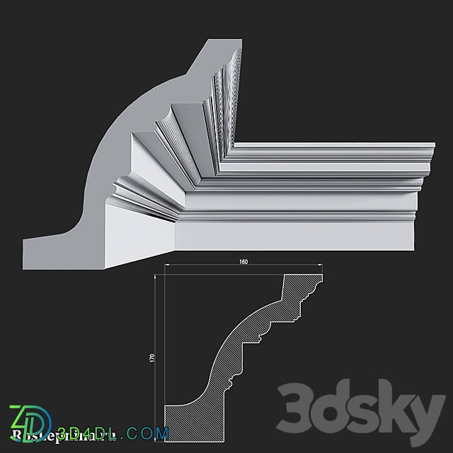 Cornice KG 153ET from RosLepnina 3D Models 3DSKY