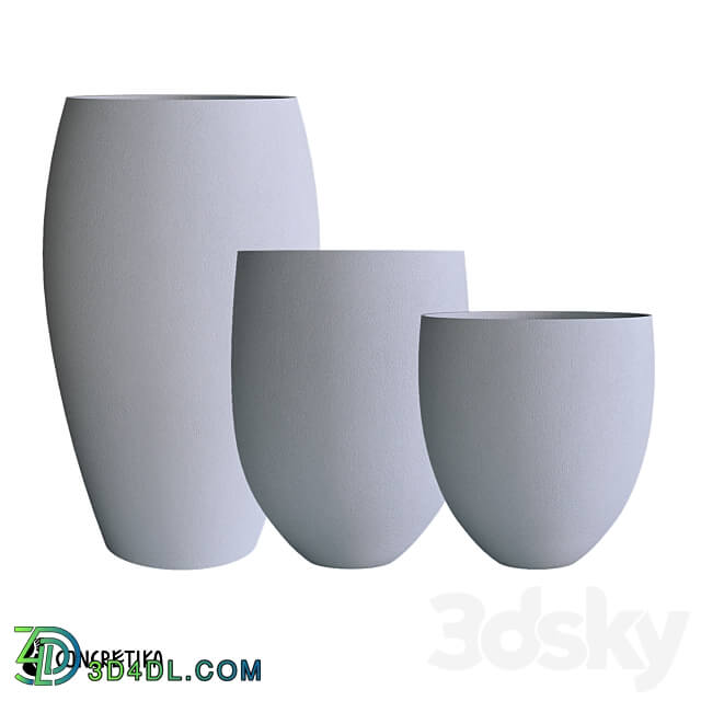 CONCRETIKA collection of planters BARREL classic OM 3D Models 3DSKY