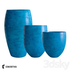 CONCRETIKA collection of planters BARREL color OM 3D Models 3DSKY 