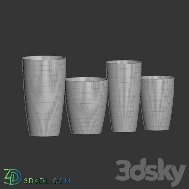 CONCRETIKA collection of planters CONUS color OM 3D Models 3DSKY