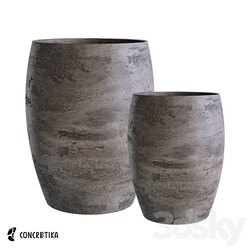 Concretika Collection Oval Concrete Om Planters 3D Models 3DSKY 