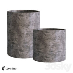 Concretika Cylinder Concrete Om Planter Collection 3D Models 3DSKY 