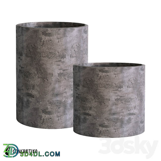 Concretika Cylinder Concrete Om Planter Collection 3D Models 3DSKY