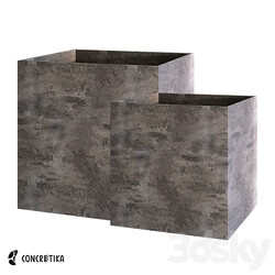 Concretika Collection Cube Concrete Om Planters 3D Models 3DSKY 