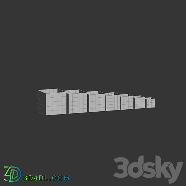 Concretika Collection Cube Concrete Om Planters 3D Models 3DSKY