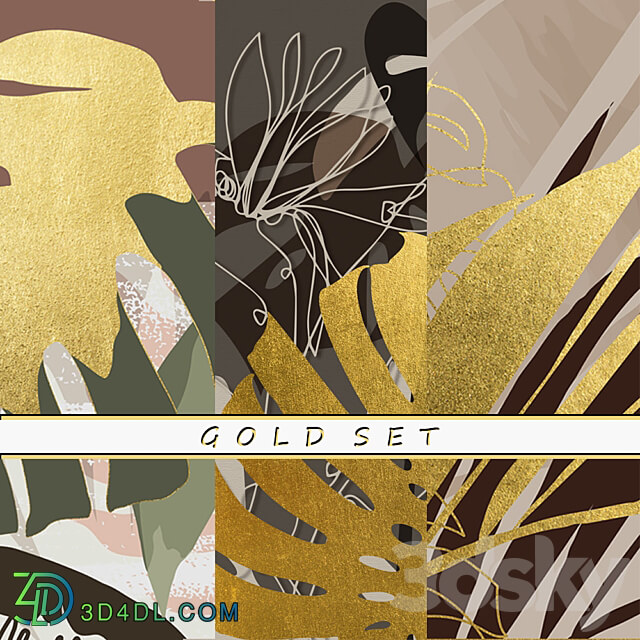 Designer wallpaper GOLD SET pack 3 3D Models 3DSKY