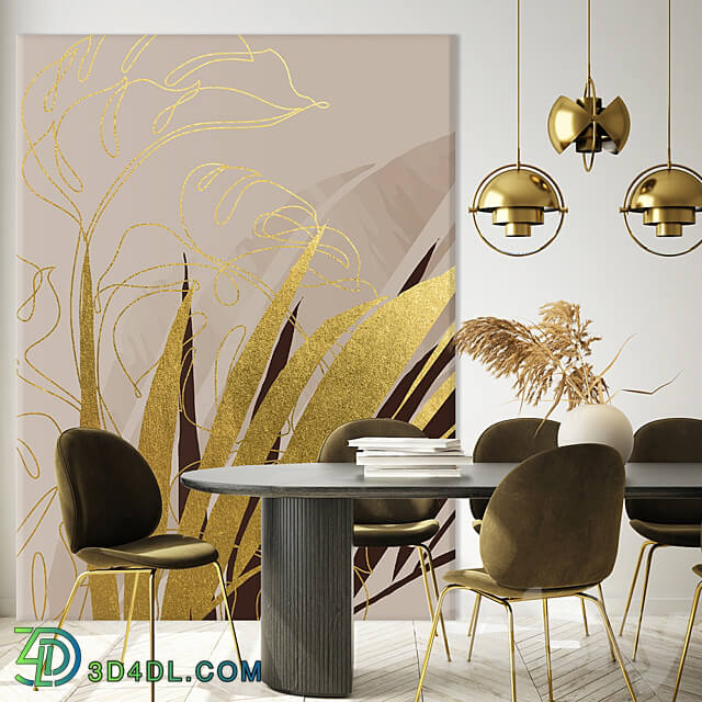 Designer wallpaper GOLD SET pack 3 3D Models 3DSKY