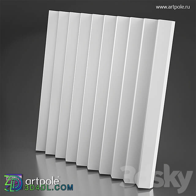 ОМ 3D panel ZIGZAG BIG Decorative plaster 3D Models 3DSKY