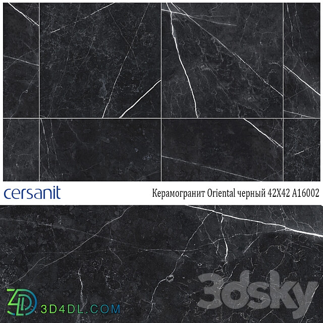 Cersanit Oriental Black Porcelain Tile 42X42 A16002 3D Models 3DSKY