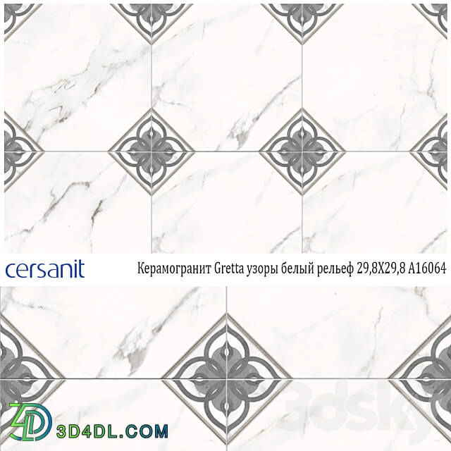 Porcelain stoneware Gretta patterns white relief 29 8X29 8 A16064 3D Models 3DSKY