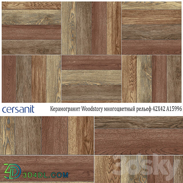 Woodstory Porcelain Tile Multicolor Relief 42X42 A15996 3D Models 3DSKY