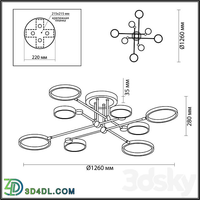 ODEON LIGHT 4320 75CL DENZEL Ceiling lamp 3D Models 3DSKY