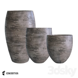 CONCRETIKA planter collection BARREL concrete OM 3D Models 3DSKY 