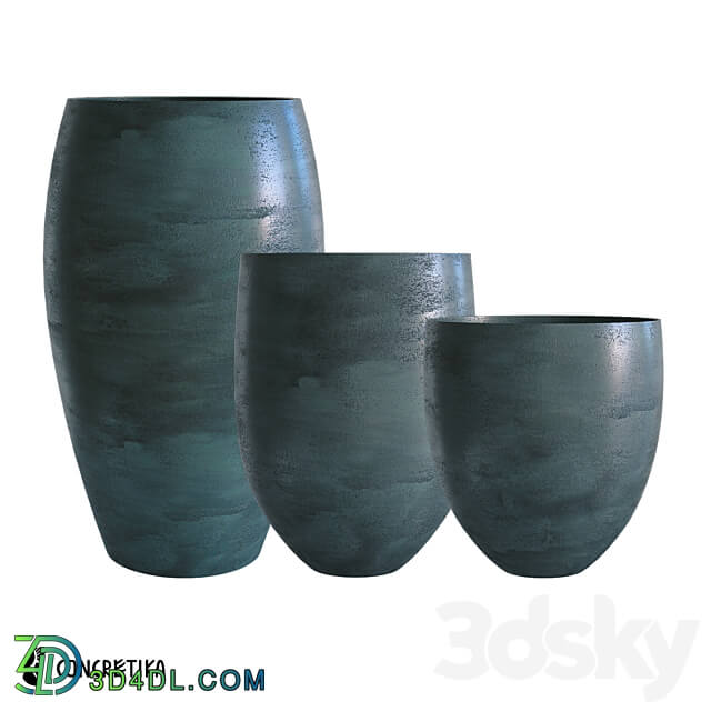 CONCRETIKA collection of planters BARREL midnight OM 3D Models 3DSKY