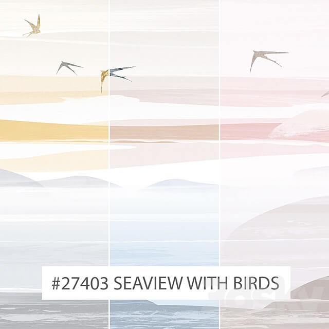 Creativille Wallpapers 27403 Seaview with Birds 3D Models 3DSKY