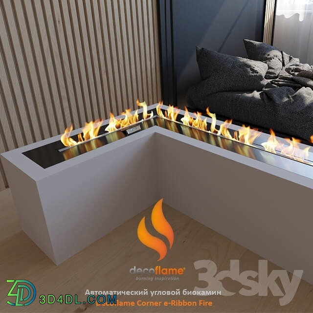 Fireplace - Automatic corner Bio Fireplace Decoflame Corner e-Ribbon Fire