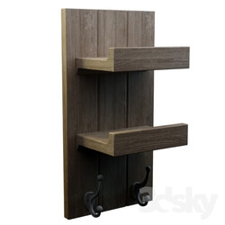 Other decorative objects - Two-story wooden shelf with hooks 500535 