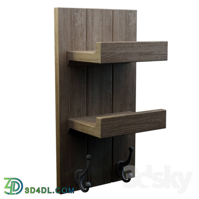 Other decorative objects - Two-story wooden shelf with hooks 500535