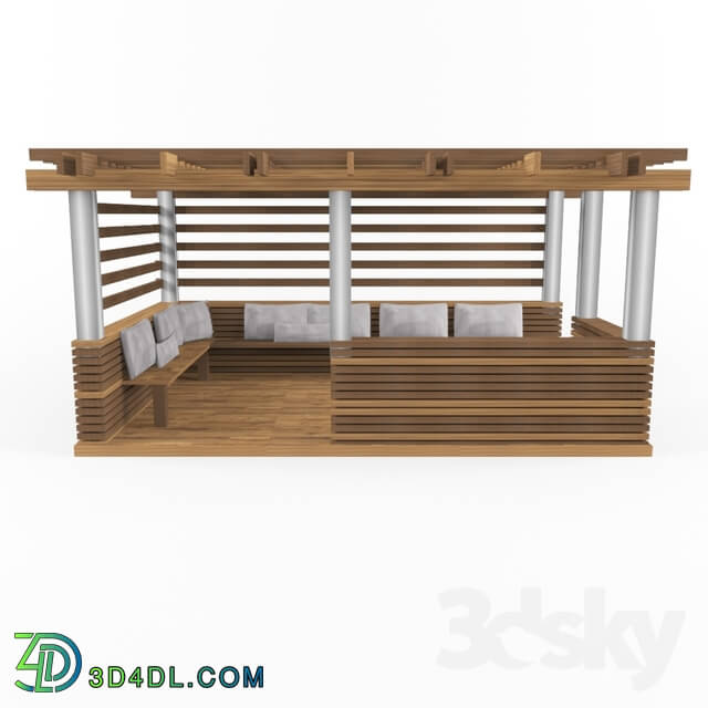 Other architectural elements - wooden alcove _pergola_ with pillow