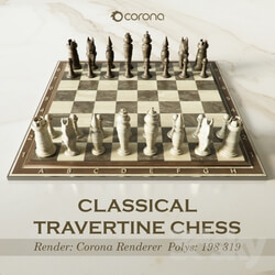 Other decorative objects - Classical Travertine Chess 
