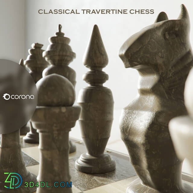 Other decorative objects - Classical Travertine Chess